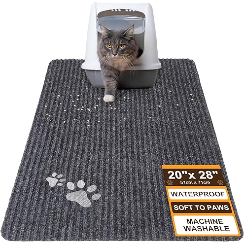 Drymate Cat Litter Box Mat, Litter Trapping Mat, Waterproof, Urine-Proof, Absorbent, Machine Washable, Soft on Paws, Contains Mess, Protects Floors, Kitten Supplies, Gray, 20x28 — image 12
