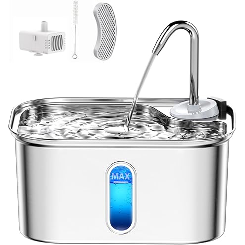 Cat Water Fountain Stainless Steel: 73oz/2.2L Cat Fountain for Drinking- Pet Water Fountain Inside - Automatic Dog Watering Dispenser Bowl - Pet Feeding & Watering Supplies — image 12