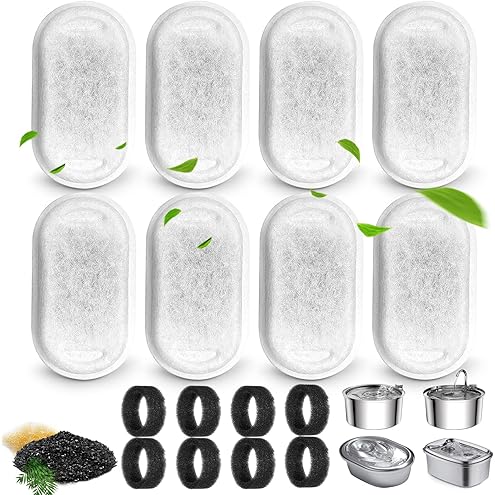 Cat Water Fountain Filter,16 Pack Cat Fountain Replacement Filters for Stainless Steel 67oz/2L Adjustable Water Flow Pet Water Fountain,Dog Water Fountain (8+8 Pack) — image 12