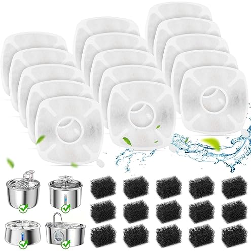 GIOTOHUN Cat Water Fountain Filter Replacement: 12 Cat Fountain Filter - 12 Pet Fountain Filter - 6 Carbon Filters & 6 Foam Filters - Suitable for GIOTOHUN Stainless Steel Cat Fountain S11 — image 12