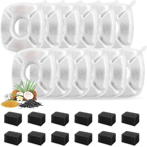 Veken Cat Water Fountain Filters, 8 Pack Replacement Filters & 8 Pack Replacement Pre-Filter Sponges Set for 50oz, 84oz, 95oz or 108oz Automatic Pet Fountain Dog Water Dispenser — image 12