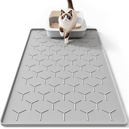 Garoopion Cat Litter Box Mat, Large 40" X 28" Litter Trapping Mat for Cats, Waterproof Silicone Pad for Floor, Gray — image 12