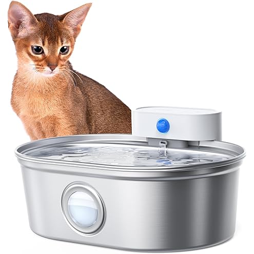 uahpet Cat Water Fountain, Wireless & Battery Operated 2L/67oz Pumpless Automatic Pet Fountain with Motion Sensor, Food-Grade ABS Tray, Easy to Clean Water Dispenser for Cats — image 12