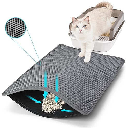 27" x 19" Cat Litter Mat - Ultra-Large Litter Box Mat with Double Layers, Urine-Proof and Non-Slip Litter Trapping Mat, Easy to Clean Kitty Litter Mats for Floor, Scatter Control, Grey — image 12
