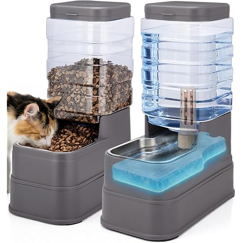 Automatic Cat Feeder and Water Dispenser with Stainless Steel Bowl Dog Gravity Food Feeder and Waterer for Small Medium Pets Puppy Kitten 1 Gallon x 2 — image 13