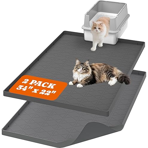 Garoopion Cat Litter Box Mat, Large 40" X 28" Litter Trapping Mat for Cats, Waterproof Silicone Pad for Floor, Gray — image 13
