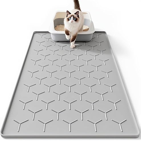Pieviev Silicone Cat Litter Trapping Mat, 34''x22'' Large Cat Litter Mat, Easy to Clean & Soft on Kitty Paws, Waterproof Kitty Litter Pads for Indoor Cats, Dark Grey — image 13