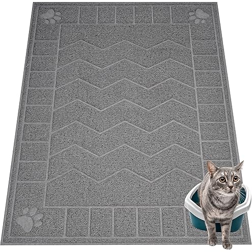 WePet Cat Litter Box Mat, Kitty Premium PVC Pad, Durable Trapping Rug, Phthalate Free, Urine-Resistant, Scatter Control, XXL 47 x 36 Inch, Grey — image 13