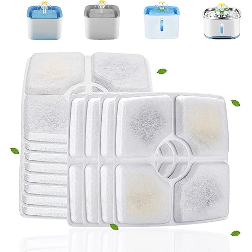 Cat Water Fountain Filters,10 Pack Replacement Filter Fit for Top Square 84oz/2.5L Cat Pet Fountain, 3 Filtration System — image 13