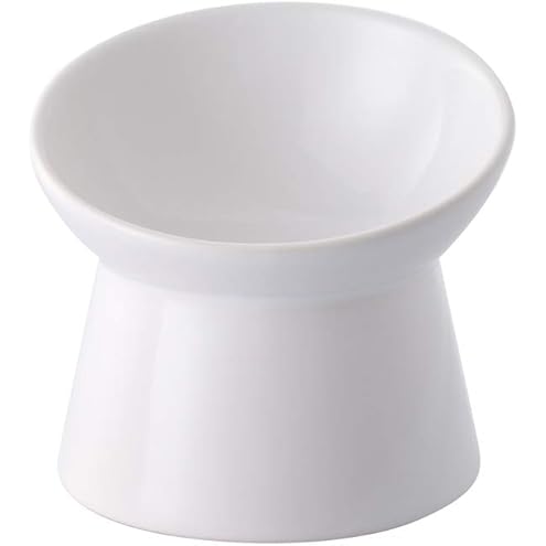 LoeJan Elevated Cat Food Bowl, 5 Oz Ceramic Raised and Tilted Water Bowl, Anti Vomiting and Protect Pets' Spines Dishes for Small Dog, Fat Faced Cat, Kitten (White, 1 Pack) — image 13