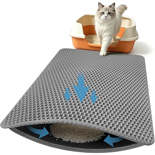 Cat Litter Mat - 23.2'' x 14.6'' Small Litter Trapping Mat, Easy to Clean Litter Box Mat, Waterproof, Urine-Proof, Non-Slip Kitty Litter Mats for Floor, Grey — image 13