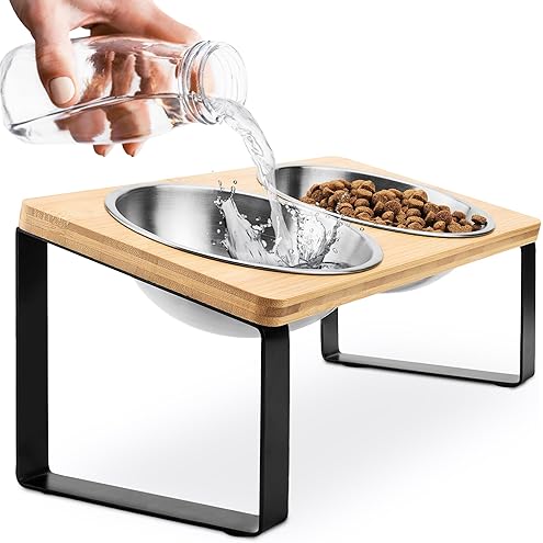 Upgraded Elevated Cat Bowls with Food Mat,15°Tilted Stand Anti Vomiting Raised Cat Dishes for Food and Water,2 Stainless Steel Bowls for Cats and Puppy — image 13