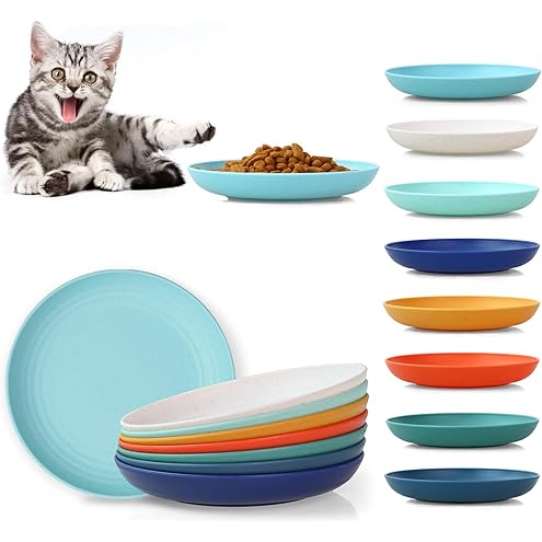 [8-Pieces] Whisker Fatigue Cat Bowl - 5.5 Inch Shallow Cat Food Dish Wide Cats Wet Feeding Bowls, PET Plate for Kittens and Short Legged Cats (Type-A Normal Bowls) — image 13