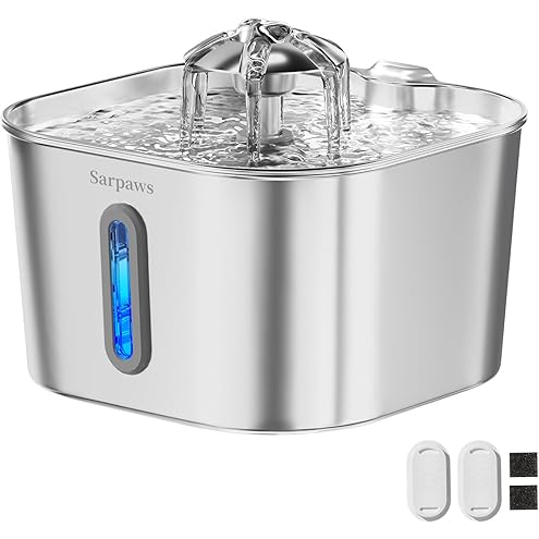 Stainless Steel Cat Water Fountain, 99oz/2.8L Auto Pet Drinking Fountain with 20dB Ultra-Quiet Pump- Ideal for Timid Pets, LED Water Level Window, Dishwasher Safe, 24/7 Circulating Flow - FEELNEEDY — image 13