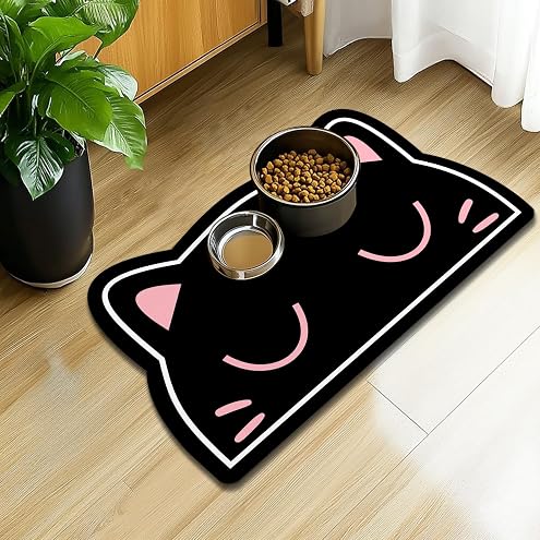 Coomazy Cat Food & Water Mat, Thicker Non-Slip Silicone Mat with Raised Edge (Pink, Medium) — image 14