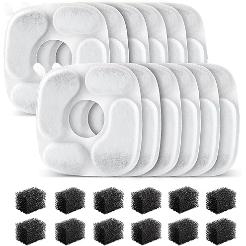 Veken Cat Water Fountain Filters, 8 Pack Replacement Filters & 8 Pack Replacement Pre-Filter Sponges Set for 50oz, 84oz, 95oz or 108oz Automatic Pet Fountain Dog Water Dispenser — image 14