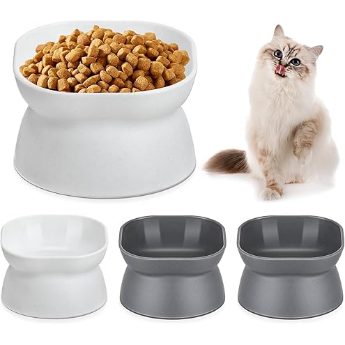 Kitty City Elevated Cat Bowls (Set of 2), Whisker-Friendly Raised Cat Food & Water Dishes, Modern Pedestal Design, Dishwasher Safe, 6.5 oz Each – White & Gray — image 14