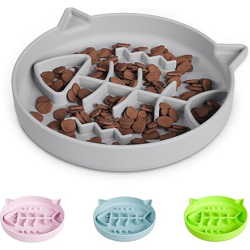 Bifeaw Slow Feeder Cat Bowl, Easy to Clean Silicone Bowl, Ideal for Dry and Wet Food (Green and Blue) — image 14