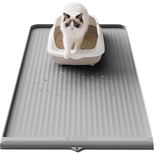 Bulkniu Large Silicone Cat Litter Mat, Waterproof/Urineproof, Litter Recycling, Easy to Clean, Soft on Kitty Paw (22"X34"- Grey) — image 14