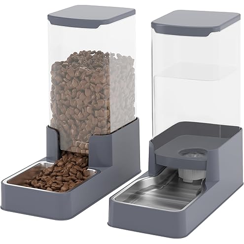 Automatic Cat Feeder and Water Dispenser with Stainless Steel Bowl Dog Gravity Food Feeder and Waterer for Small Medium Pets Puppy Kitten 1 Gallon x 2 — image 14