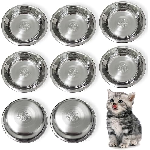 Stainless Steel Cat Bowl-Shallow Wide Flat Cats Food Bowls,Metal Kitten Dishes Whisker Friendly Fatigue Relief,Replacement Basic Kitty Plates for Elevated Stand,Dishwasher Safe（Set of 5） — image 15