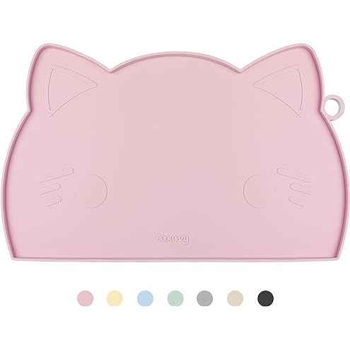 YCT Cat Food Mat for Pet Dog Feeting Mats, Cat Mat for Food and Water, Non-Slip Super Absorbent, with Multiple cat Heads Logo，18.1 x 11.8 inches, Dark Grey — image 15