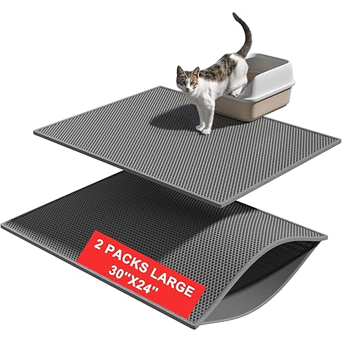 Pieviev Cat Litter Mat Double Layer Waterproof Urine Proof Trapping Mat 1 Pack (Gray, 30x24 Inch (Pack of 1)) — image 15