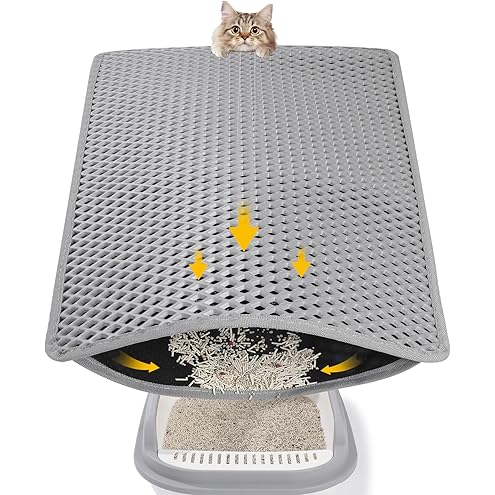 Cat Litter Mat - 23.2'' x 14.6'' Small Litter Trapping Mat, Easy to Clean Litter Box Mat, Waterproof, Urine-Proof, Non-Slip Kitty Litter Mats for Floor, Grey — image 15