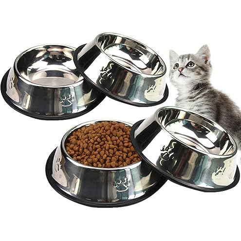 Serentive 2 Pcs Non-Slip Stainless Steel Small Cat Food Bowls - Unbreakable, Thicken 7 Oz Cat Dishes - Indoor, Removable Rubber Base, Easily Clean, Lovely Color — image 15