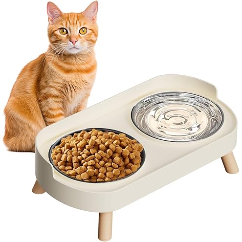Upgraded Elevated Cat Bowls with Food Mat,15°Tilted Stand Anti Vomiting Raised Cat Dishes for Food and Water,2 Stainless Steel Bowls for Cats and Puppy — image 15