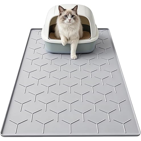 Garoopion Cat Litter Box Mat, Large 40" X 28" Litter Trapping Mat for Cats, Waterproof Silicone Pad for Floor, Gray — image 15