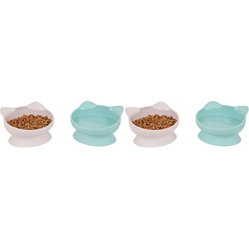 Kitty City Elevated Cat Bowls (Set of 2), Whisker-Friendly Raised Cat Food & Water Dishes, Modern Pedestal Design, Dishwasher Safe, 6.5 oz Each – Teal & Light Pink — image 15
