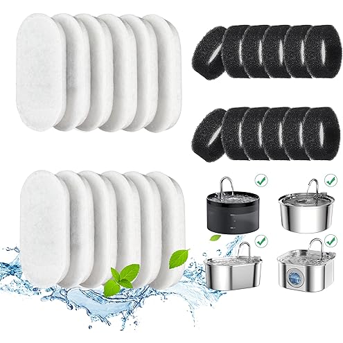 GIOTOHUN Cat Water Fountain Filter Replacement: 12 Cat Fountain Filter - 12 Pet Fountain Filter - 6 Carbon Filters & 6 Foam Filters - Suitable for GIOTOHUN Stainless Steel Cat Fountain S11 — image 15