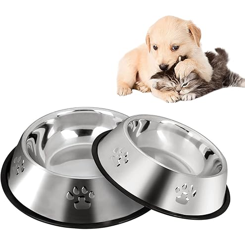 Serentive 2 Pcs Non-Slip Stainless Steel Small Food Bowls - Unbreakable, Thicken Cat Feeder, 7 Oz Dishes - Suitable for Indoor Small Pets - Removable Rubber Base, Easily Clean, Lovely Color — image 15