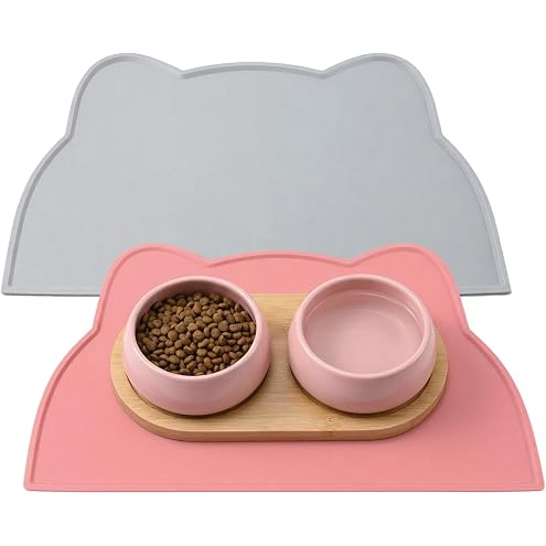 Coomazy Cat Food & Water Mat, Thicker Non-Slip Silicone Mat with Raised Edge (Pink, Medium) — image 15