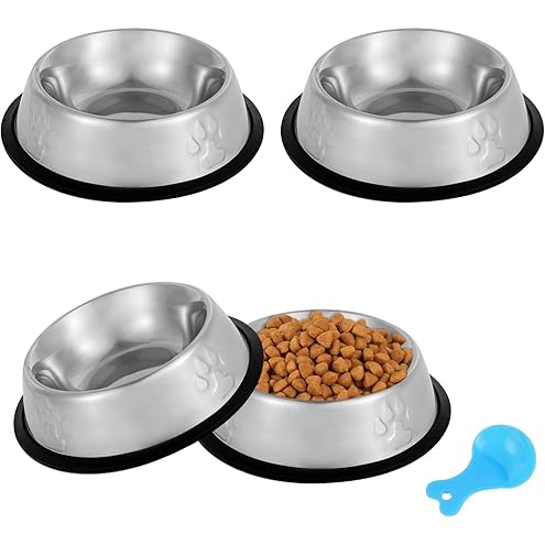 Serentive 2 Pcs Non-Slip Stainless Steel Small Food Bowls - Unbreakable, Thicken Cat Feeder, 7 Oz Dishes - Suitable for Indoor Small Pets - Removable Rubber Base, Easily Clean, Lovely Color — image 16