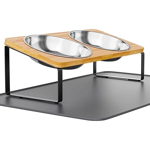 Upgraded Elevated Cat Bowls with Food Mat,15°Tilted Stand Anti Vomiting Raised Cat Dishes for Food and Water,2 Stainless Steel Bowls for Cats and Puppy — image 16